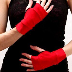 Short Costume Gloves Red Wrist Length Cosplay Outfit Nylon Spandex Super Hero OS